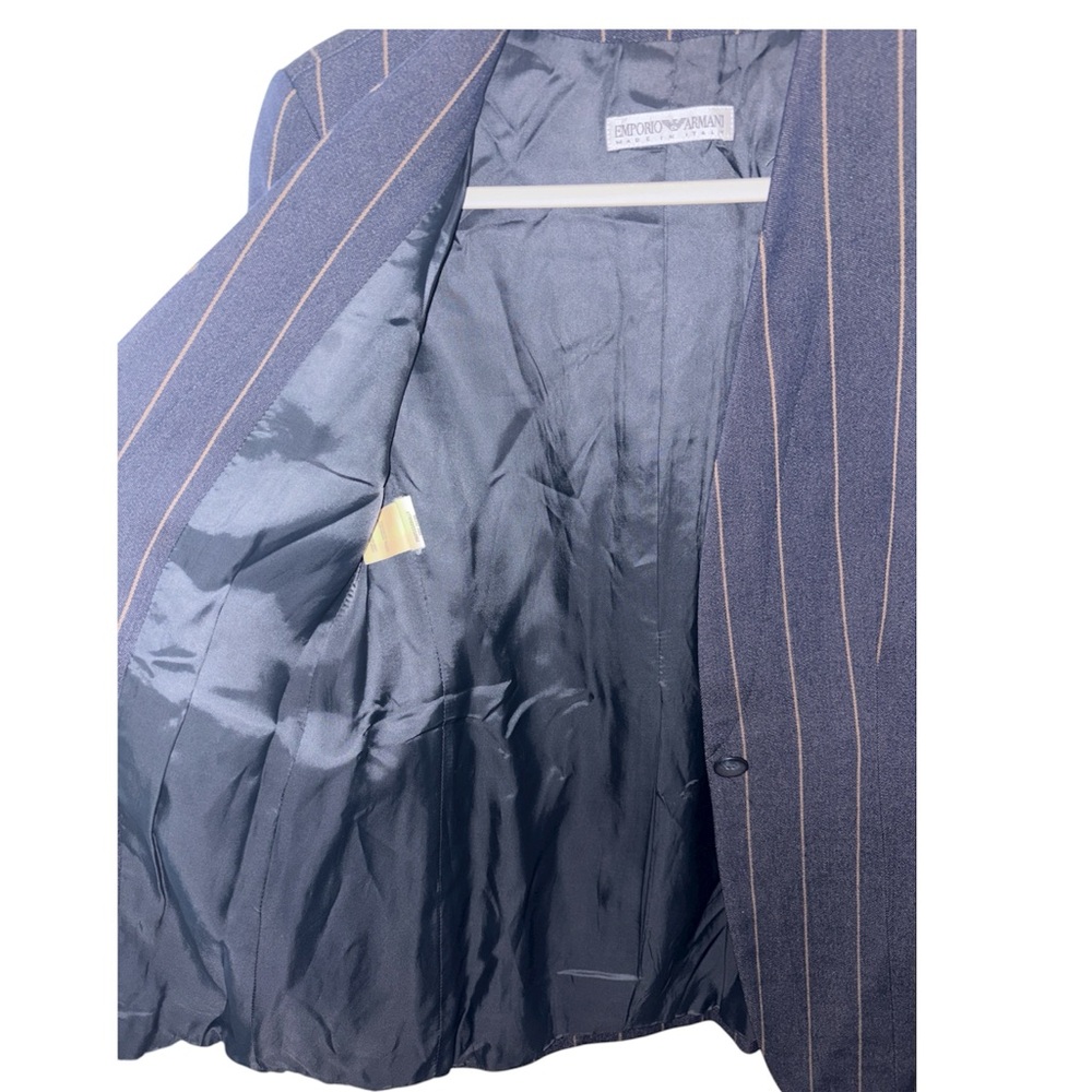 Vintage Emporio Armani Made In Italy Wool Blend Pinstriped Blazer Jacket Size 40 - Picture 3 of 11